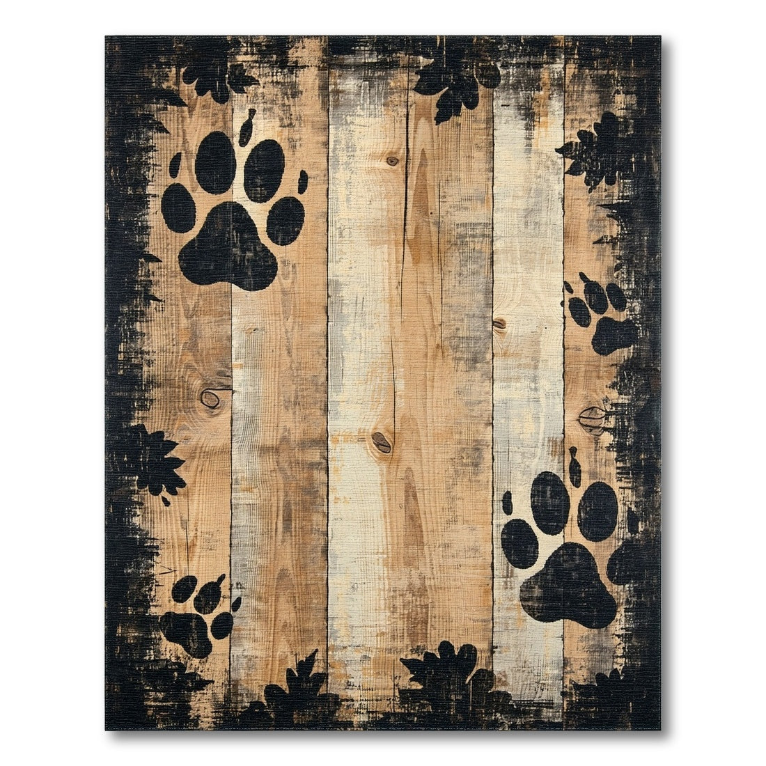 Distressed Paw Print Area Rug