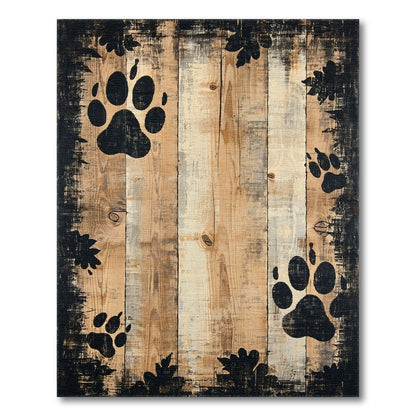Distressed Paw Print Area Rug