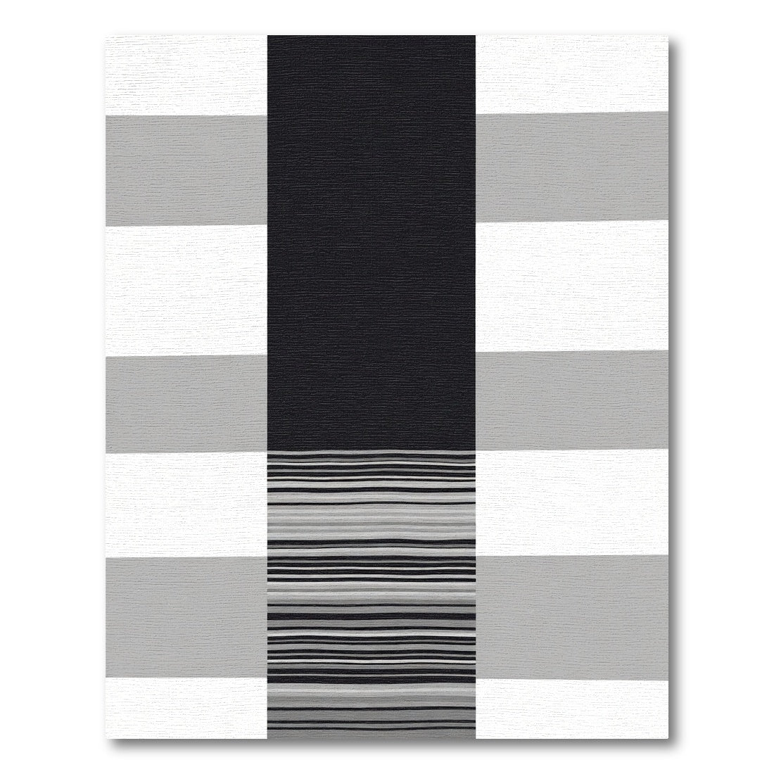 Modern Black White Gray Striped Rug