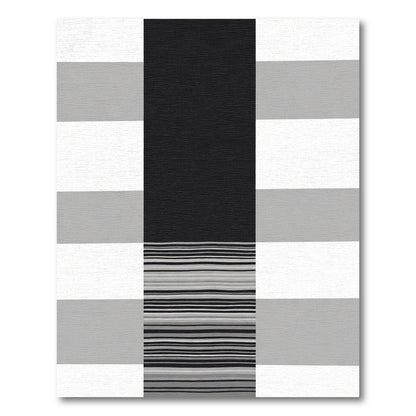 Modern Black White Gray Striped Rug