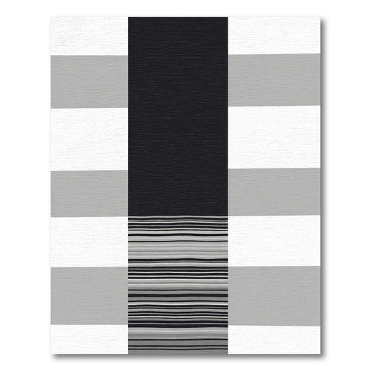 Modern Black White Gray Striped Rug