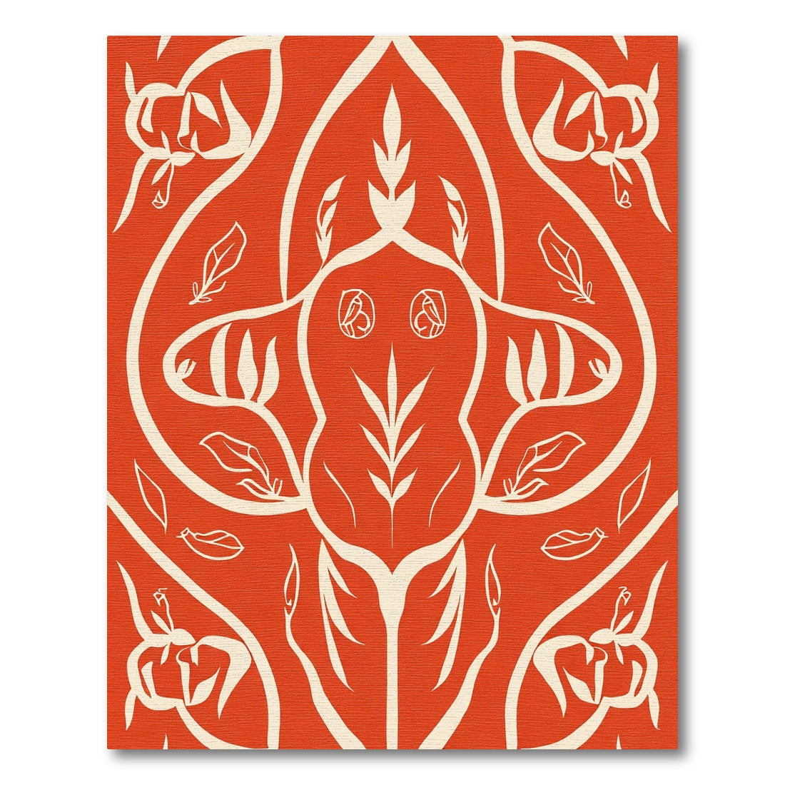 Bold Orange Floral Crest Rug