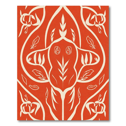 Bold Orange Floral Crest Rug