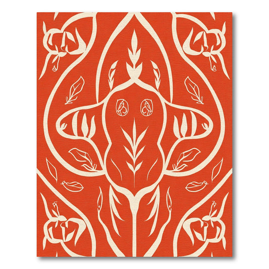 Bold Orange Floral Crest Rug