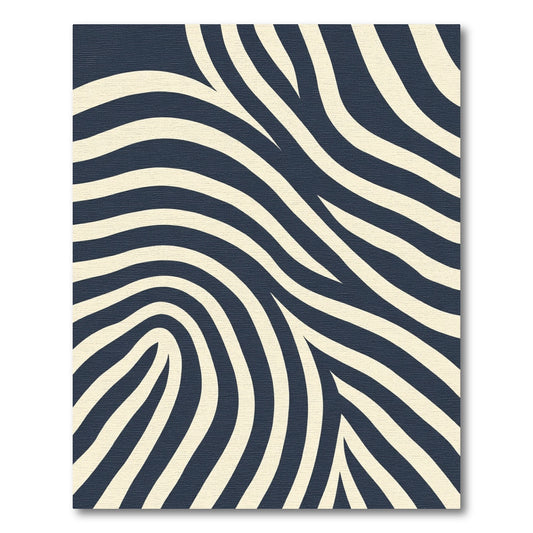 Dark Navy Cream Abstract Stripe Rug