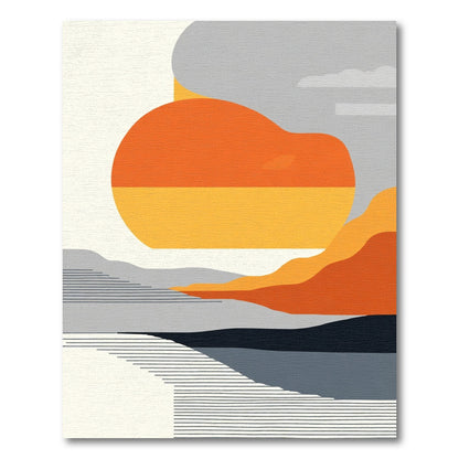 Geometric Orange Abstract Landscape Rug