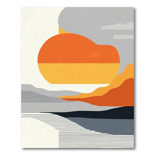 Geometric Orange Abstract Landscape Rug