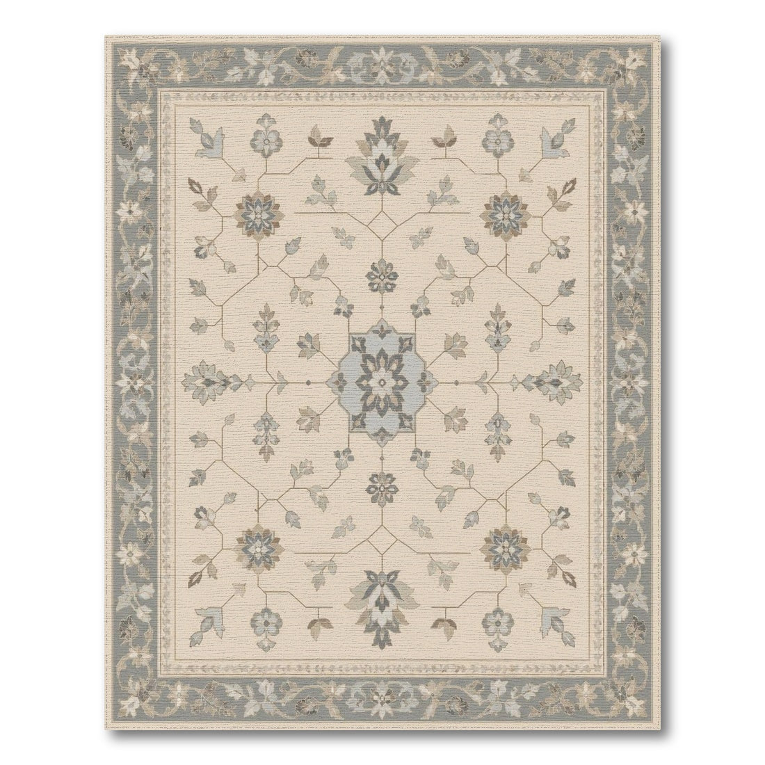 Blue Medallion Floral Persian Area Rug