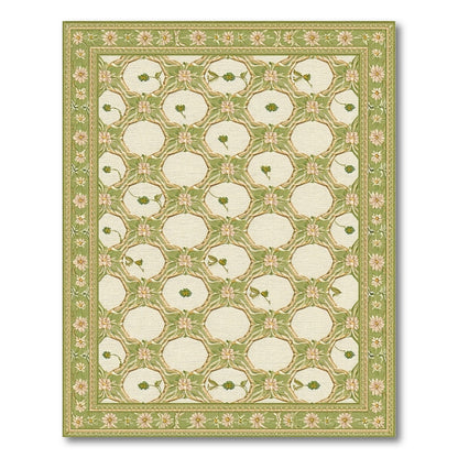 Green Floral Vintage Area Rug