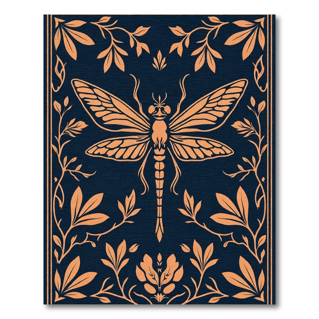 Orange Dragonfly Art Nouveau Botanical Rug