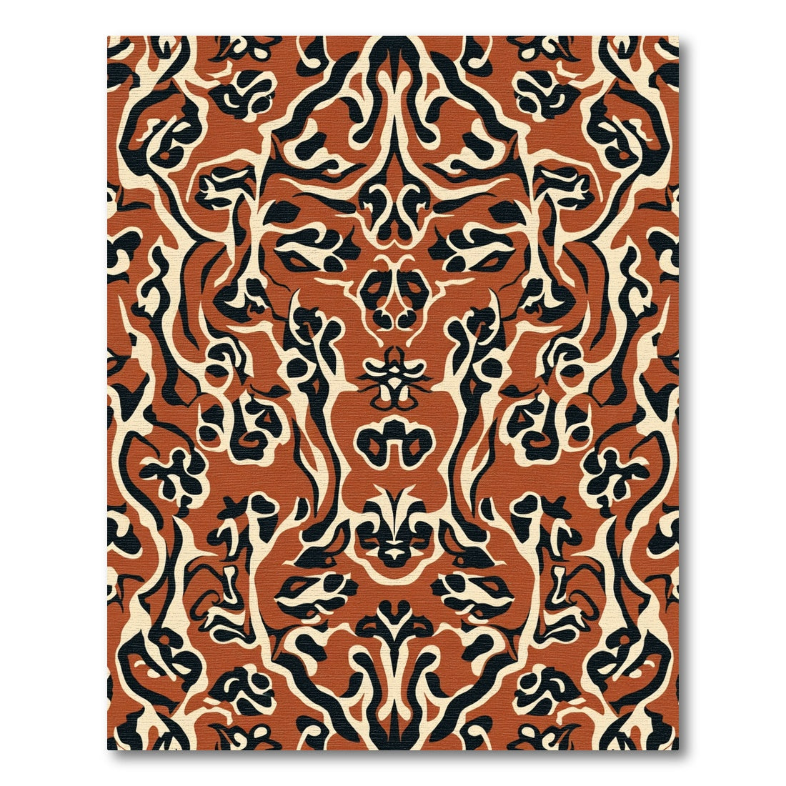 Earthy Terracotta Black Cream Swirl Rug