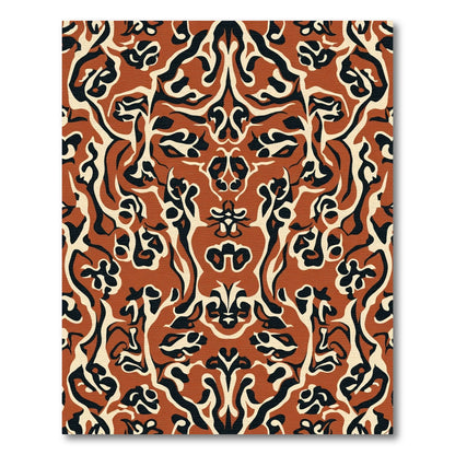 Earthy Terracotta Black Cream Swirl Rug