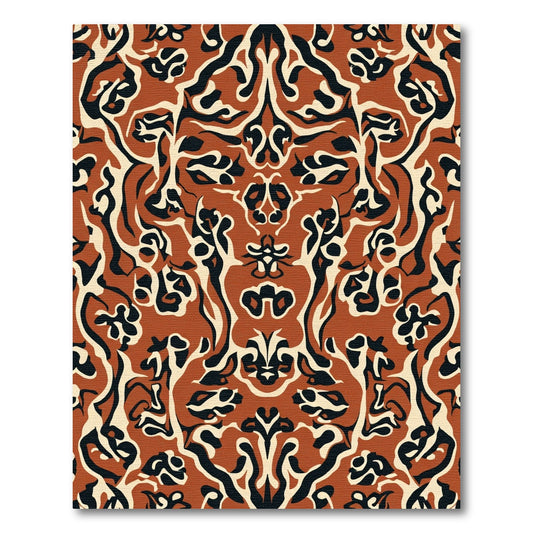Earthy Terracotta Black Cream Swirl Rug