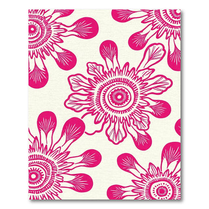 Fuchsia Floral Medallion Abstract Composition Rug