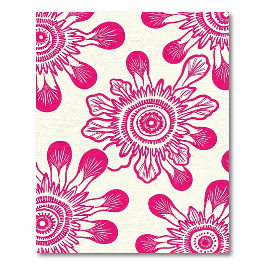 Fuchsia Floral Medallion Abstract Composition Rug