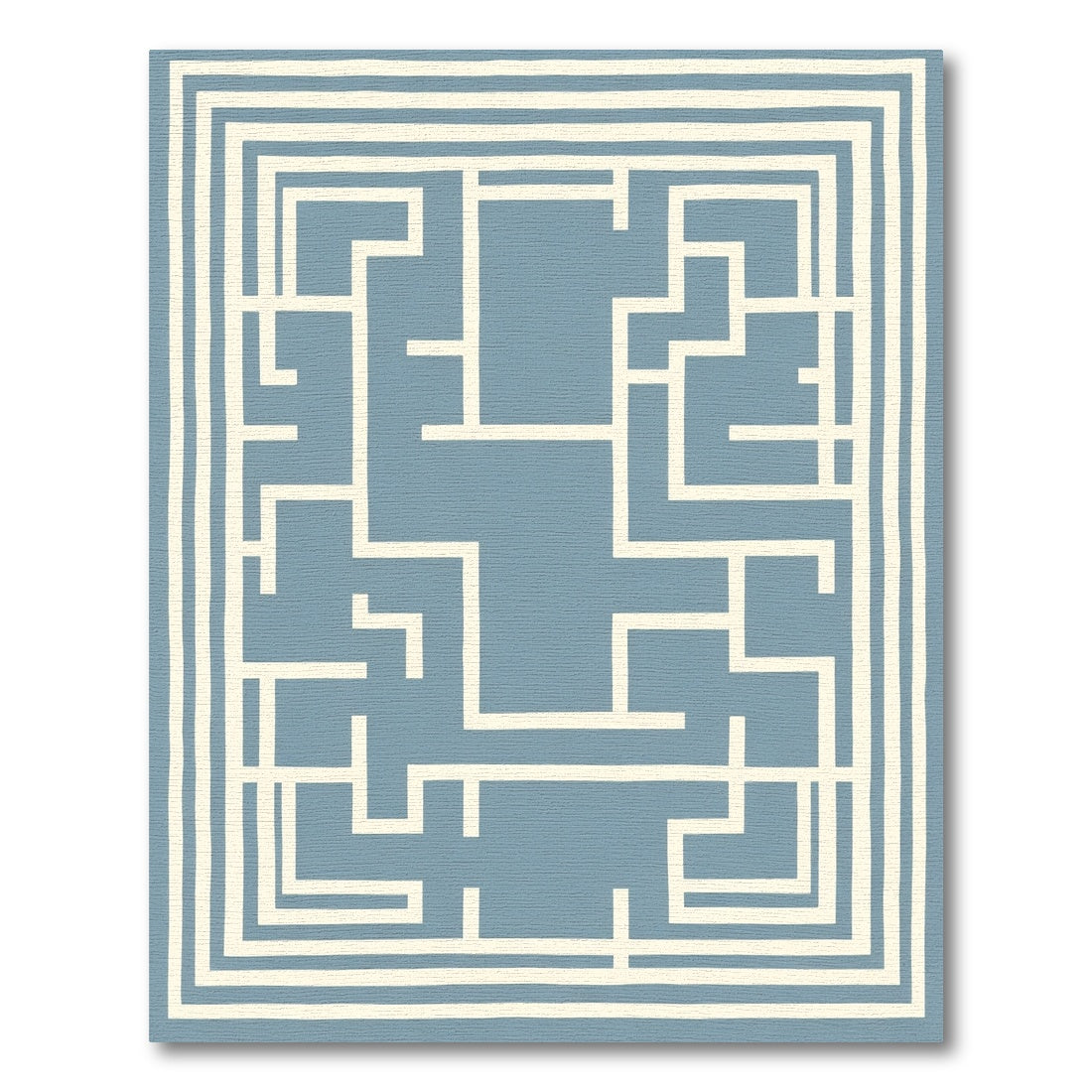 Blue White Maze Lines Rug