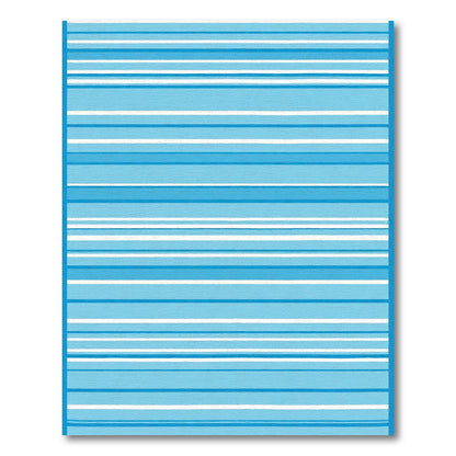 Coastal Blue White Summer Stripe Rug