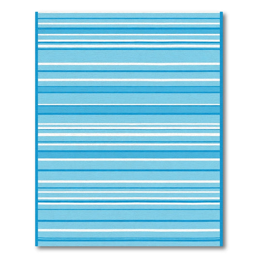 Coastal Blue White Summer Stripe Rug