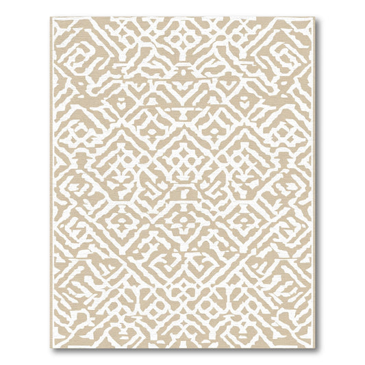 Rustic Tan Geometric Tribal Rug