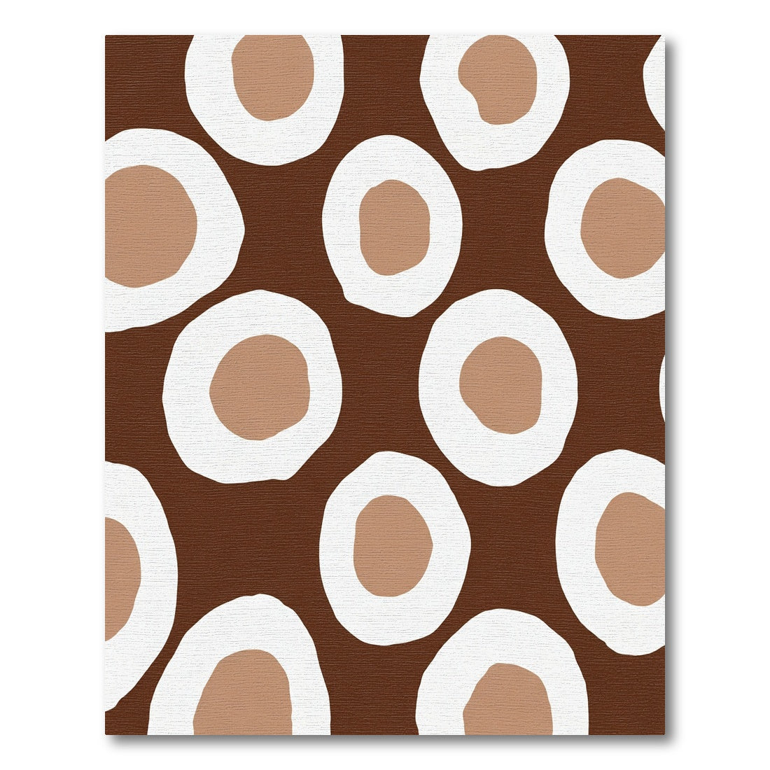 Brown White Tan Organic Circles Rug