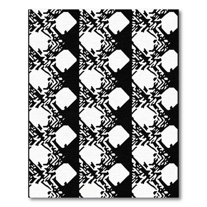 Black White Jagged Diamond Overlay Rug