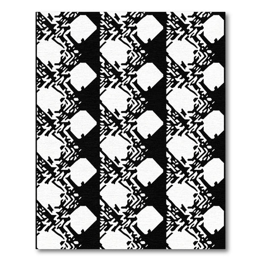 Black White Jagged Diamond Overlay Rug