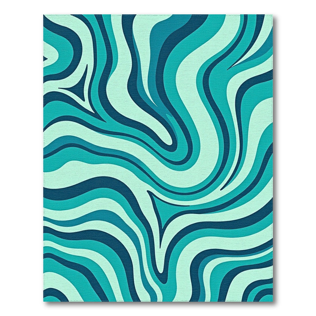 Teal Fluid Wave Abstract Rug