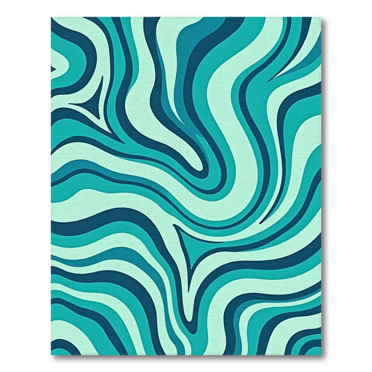 Teal Fluid Wave Abstract Rug