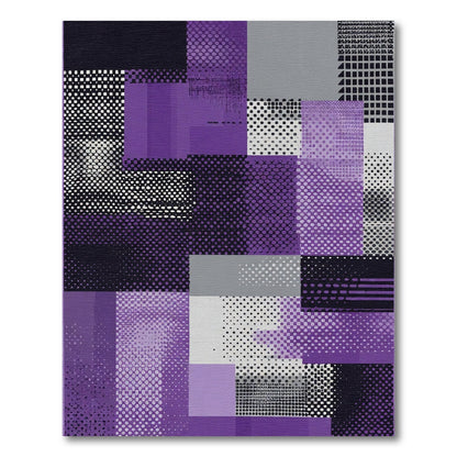 Plum Halftone Geometric Collage Rug