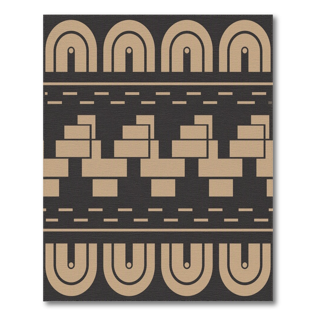 Beige Geometric Arch Washable Area Rug