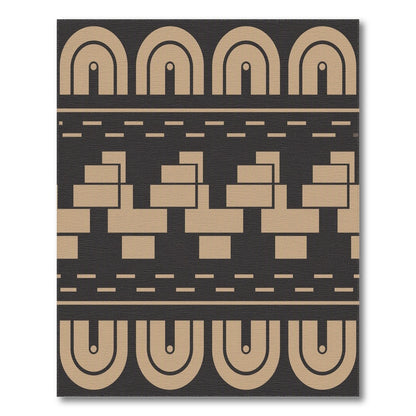 Beige Geometric Arch Washable Area Rug