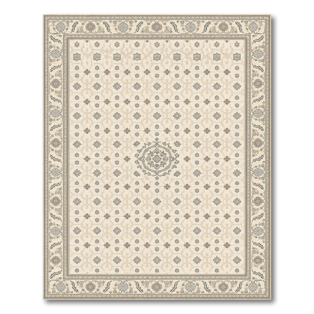 Beige and Neutral Beige Neutral Persian Medallion Area Rug