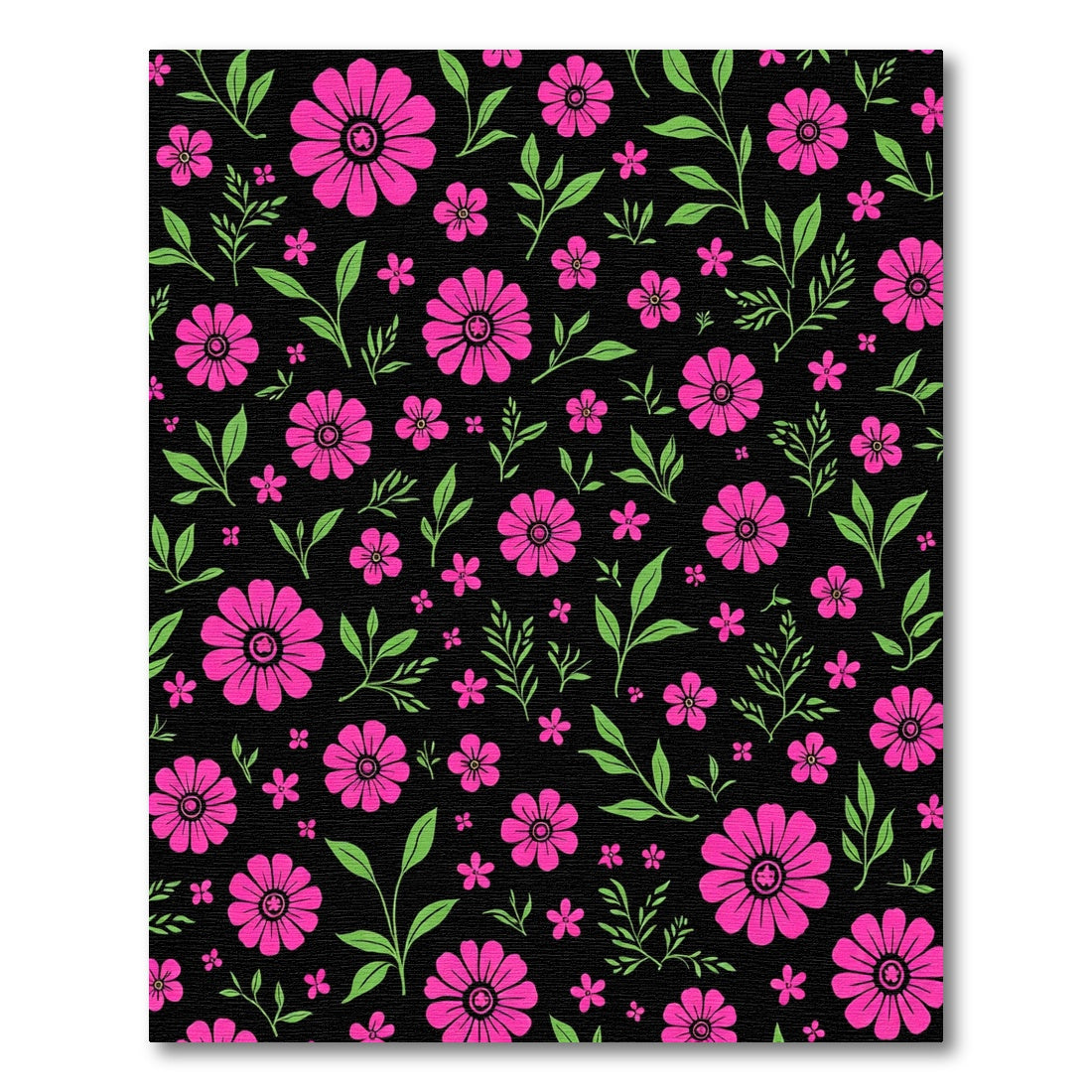 Hot Pink Floral Garden Print Rug