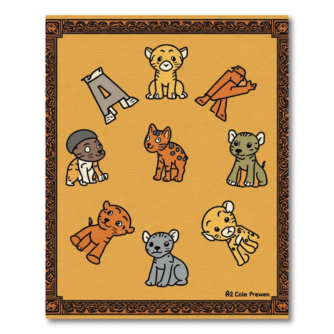 Golden Jungle Cats Animal Adventure Rug