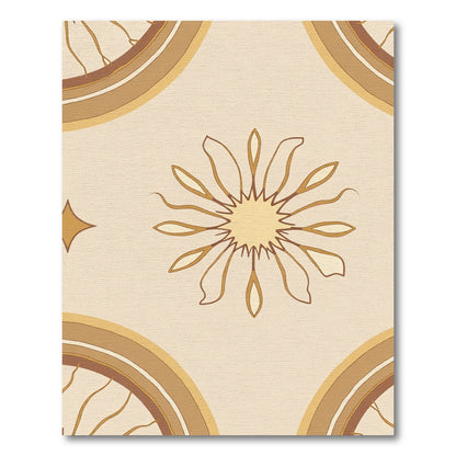 Retro Geometric Sunburst Arch Rug