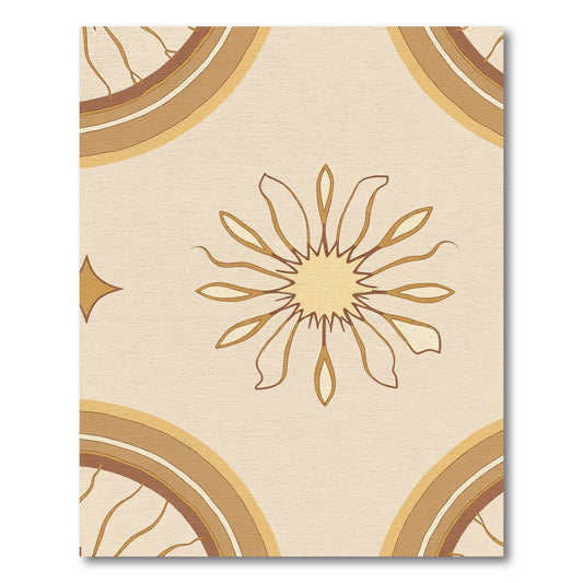 Retro Geometric Sunburst Arch Rug