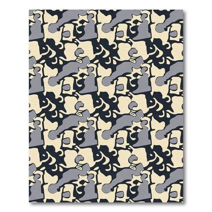 Abstract Gray Beige Camouflage Blocks Rug
