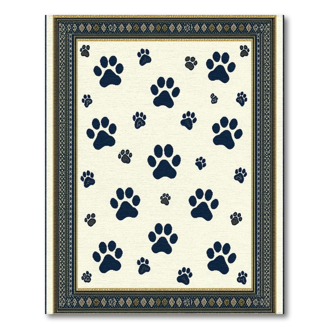 Navy Paw Print Kids Area Rug