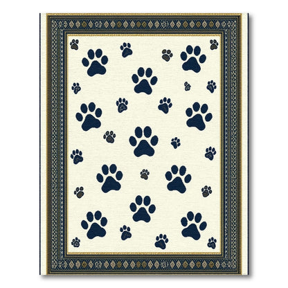 Navy Paw Print Kids Area Rug