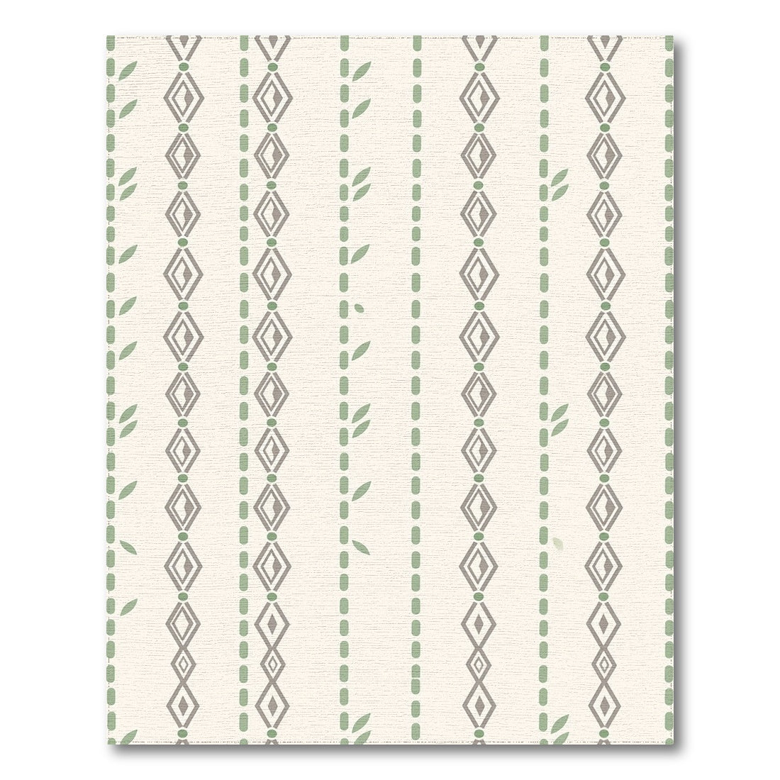 Beige Geometric Leaf Stripe Area Rug
