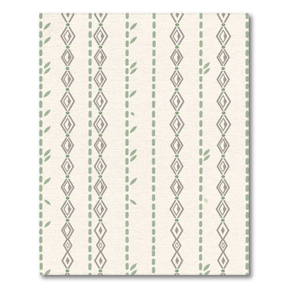 Beige Geometric Leaf Stripe Area Rug