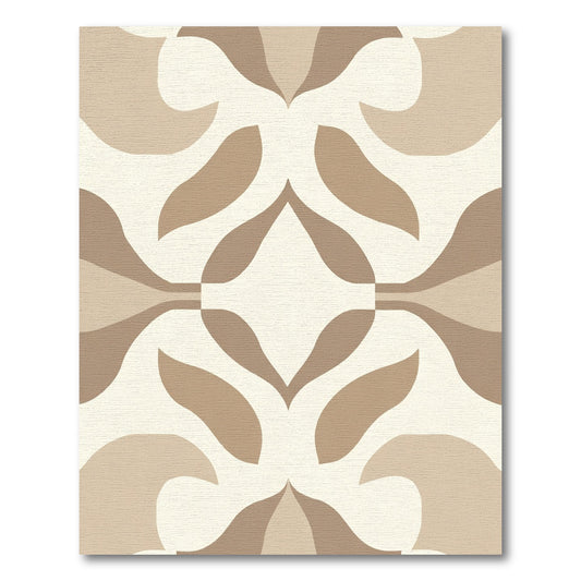 Neutral Curved Petal Mid Century Rug
