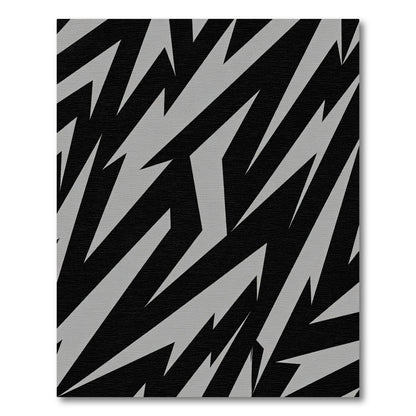 Jagged Black Light Grey Abstract Rug