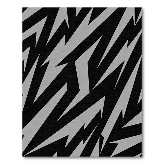 Jagged Black Light Grey Abstract Rug