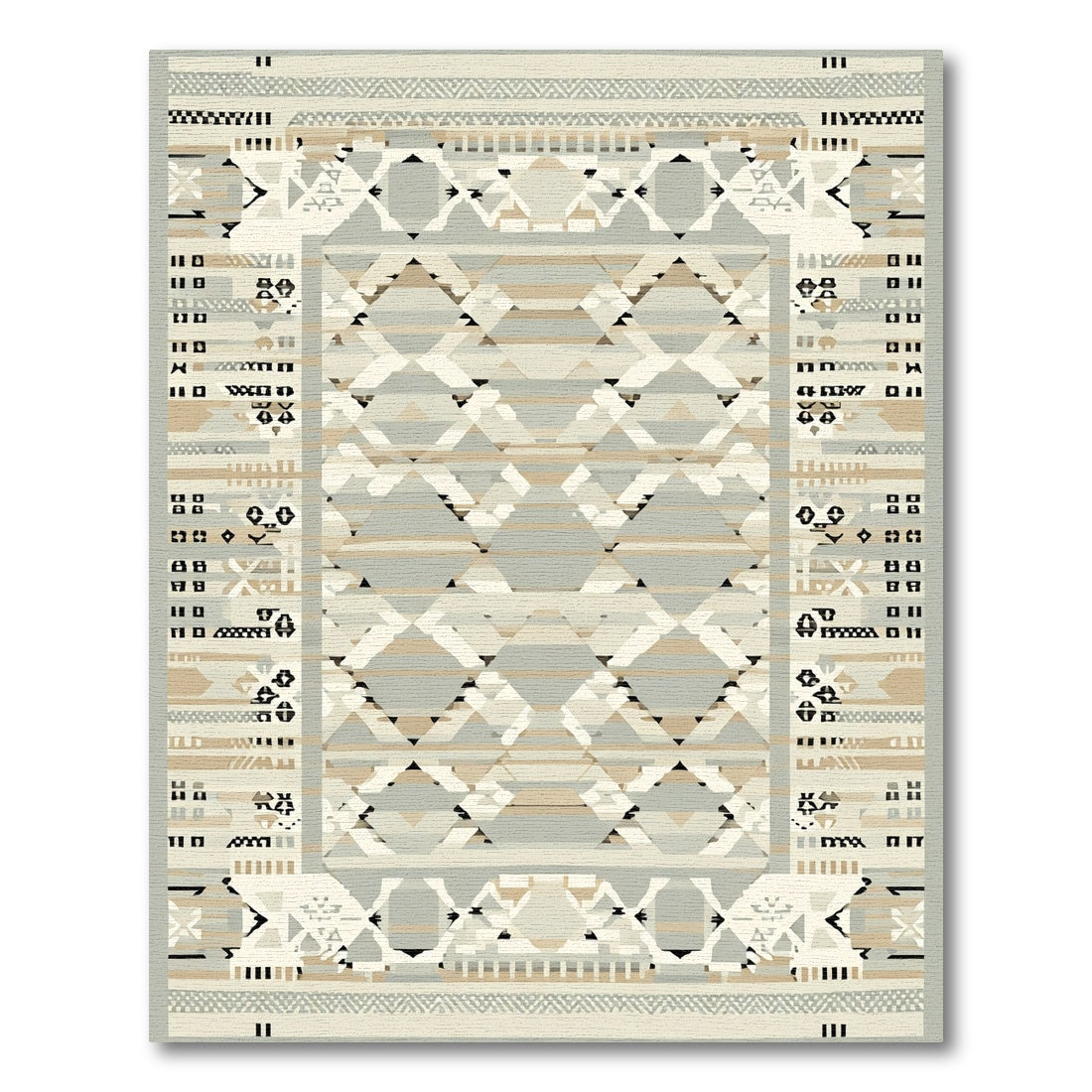 Geometric Ivory Tonal Medallion Rug