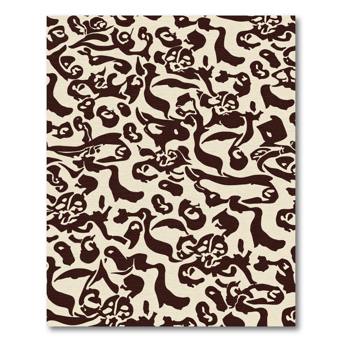 Brown Abstract Organic Flowing Shapes Rug