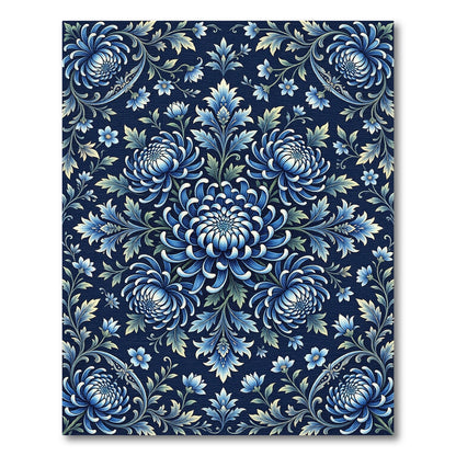 Midnight Blue Floral Scroll Rug
