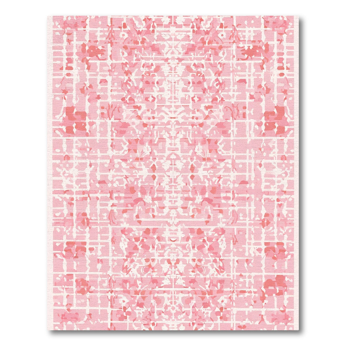 Soft Pink Watercolor Grid Symmetry Rug