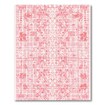 Soft Pink Watercolor Grid Symmetry Rug