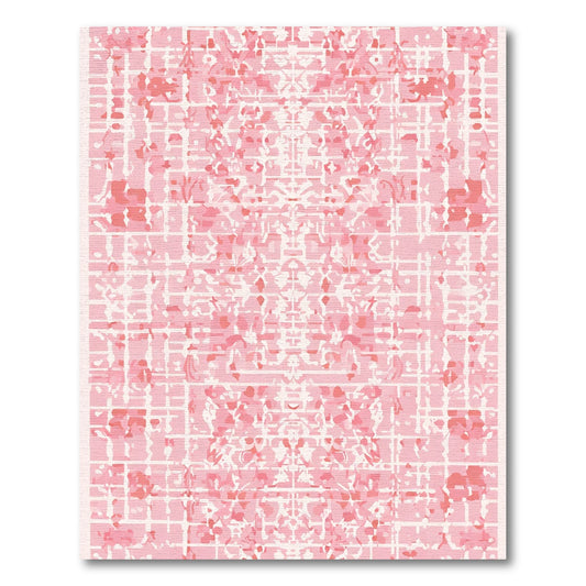 Soft Pink Watercolor Grid Symmetry Rug